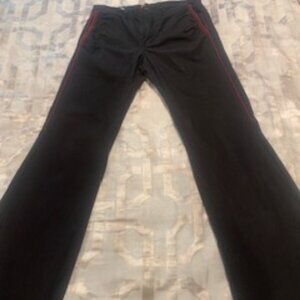 Black Athleisure Pants with Red Piping